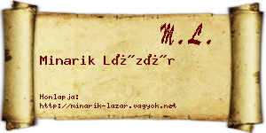 Minarik Lázár névjegykártya